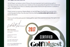 Steve Kirkpatrick, Golf Rx chosen as a Golf Digest Certified Clubfitter for 2017